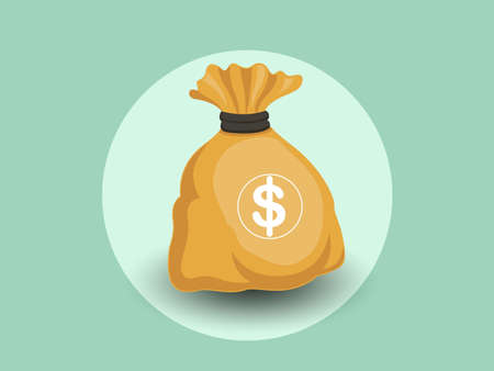 Money bag vector icon with a dollar sign isolated color and Background vector illustrationのイラスト素材