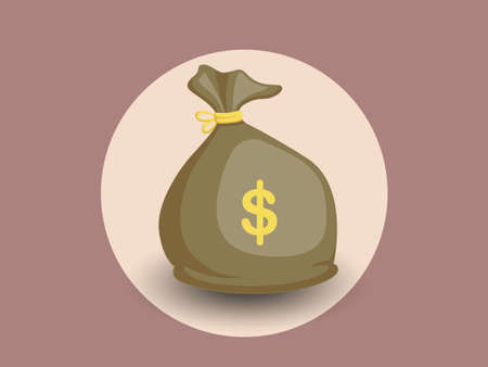 Money bag vector icon with a dollar sign. isolated color and Background vector illustrationのイラスト素材