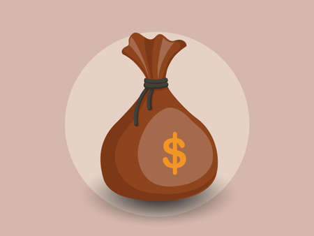 Money bag vector icon with a dollar sign. isolated color and Background vector illustrationのイラスト素材