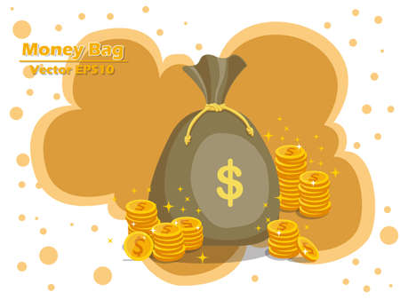 Money bag and gold coins vector icon with a dollar sign vector illustrationのイラスト素材