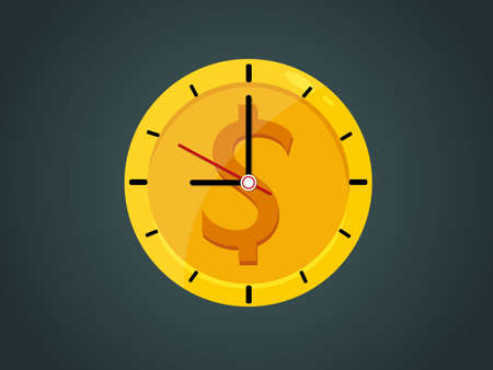 Time is money. Time icon clock Gold coin vector illustration. business and moneyのイラスト素材