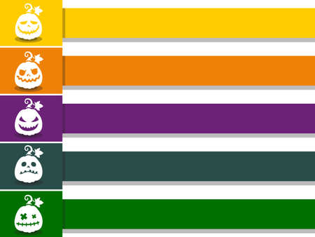 The Pumpkins Halloween icon with emotions faces isolated on colour background.のイラスト素材