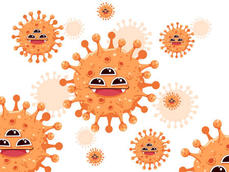 Coronavirus Covid-19 outbreak and coronaviruses influenza background. under the microscope. Vector clipart illustrationのイラスト素材