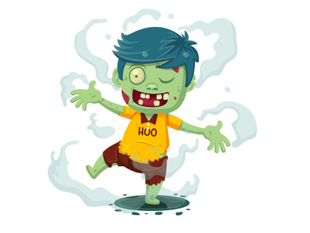 Vector illustration of Cartoon Zombie. Happy halloween day Character zombieのイラスト素材