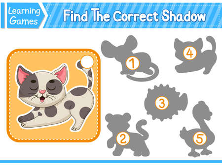 Find The Correct Shadow Find And Match The Correct Shadow Of Pig. Kids Educational Game. Printable Worksheet Vector Illustration. Children Learning Gameのイラスト素材