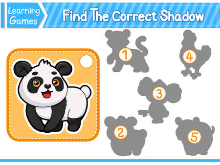 Find The Correct Shadow Find And Match The Correct Shadow Of Polar Bear. Kids Educational Game. Printable Worksheet Vector Illustration. Children Learning Gameのイラスト素材