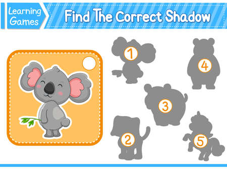Find The Correct Shadow Find And Match The Correct Shadow Of Polar Bear. Kids Educational Game. Printable Worksheet Vector Illustration. Children Learning Gameのイラスト素材