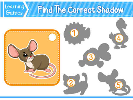 Find The Correct Shadow Find And Match The Correct Shadow Of Rabbit. Kids Educational Game. Printable Worksheet Vector Illustration. Children Learning Gameのイラスト素材