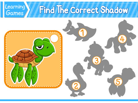 Find The Correct Shadow Find And Match The Correct Shadow Of Duck. Kids Educational Game. Printable Worksheet Vector Illustration. Children Learning Gameのイラスト素材