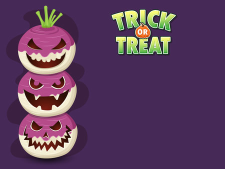 Halloween Turnip in the old days element. Trick or treat and leave a blank space for writing a message. Vector illustration. Hand drawn halloweenのイラスト素材