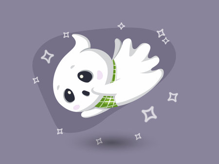 Cute halloween ghost characters. Hand drawn spooky flying spirits. Cartoon funny ghost. Vector illustration. Happy halloween dayのイラスト素材