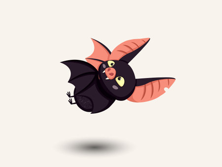 Vector happy Halloween day cute bat character. Cute collection of bats with different poses. Vector illustration. Happy halloween dayのイラスト素材