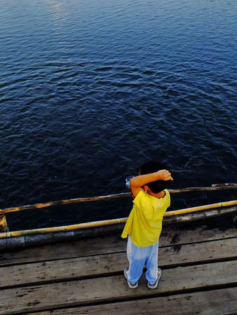 fish feedingの写真素材