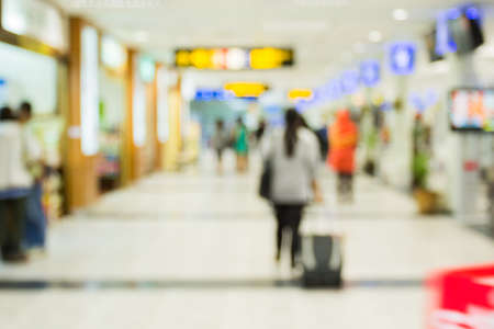 abstract blur image passenger in airport terminalの写真素材