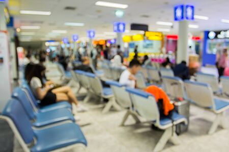 abstract blur image passenger in airport terminalの写真素材