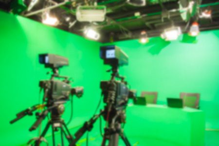 blur image TV camera in studio a greenの写真素材