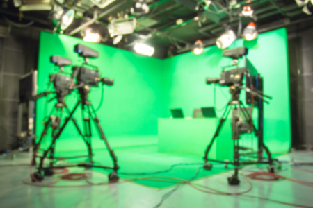 blurred image against television studio with cameraの写真素材