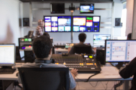 Blur image broadcast a Television control roomの写真素材
