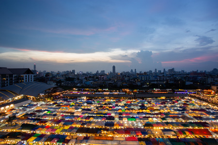 BANGKOK, THAILAND - October 14 2015: Train Night Market Ratchada, shopping in bangkok thailand.のeditorial素材