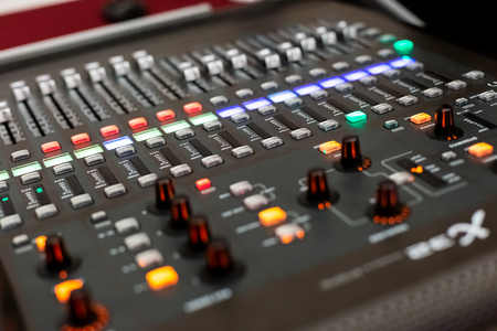 Professional Audio Sound Mixing Console Faders.