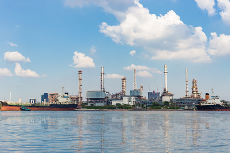 Oil refinery factory in Bangkok Thailand. at chao phraya riverのeditorial素材