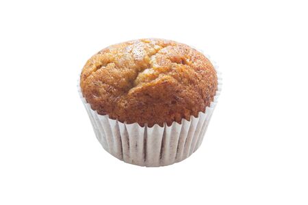 Banana cupcakes isolated on white background,の写真素材