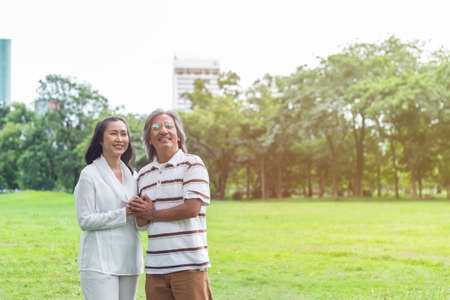 Senior Couple in the garden.の写真素材