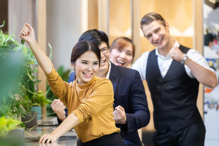 Group of asian businesspeople various cheerful for successful work.の写真素材