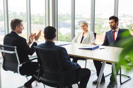 Group of business people manager talking in meeting work room planning, business concept.の写真素材
