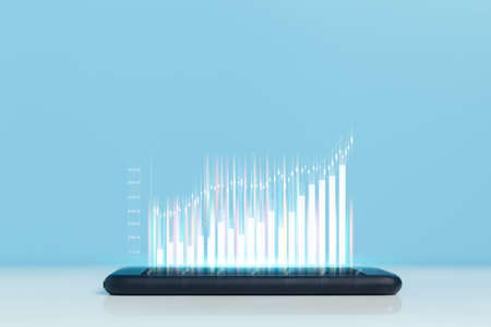 Smartphone with trading graph. stock exchange marketing analyzing chart. information statistics...