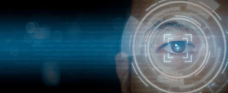 Eye of man technology digital futuristic security. eye scanning.の写真素材