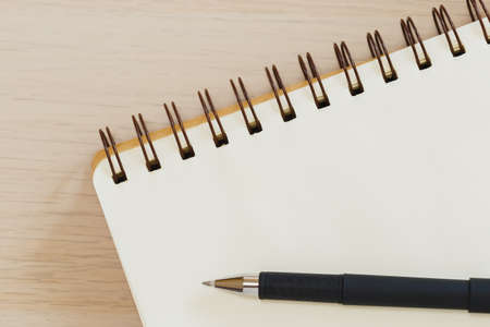 Notebook empty for take notes with pencil on office table. business object. Top view with copy...