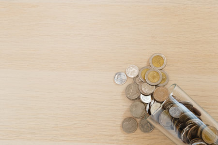 coins in jar, investment wealth savings planning future.の写真素材