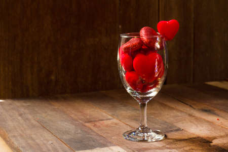 Valentines Day background with hearts in glass