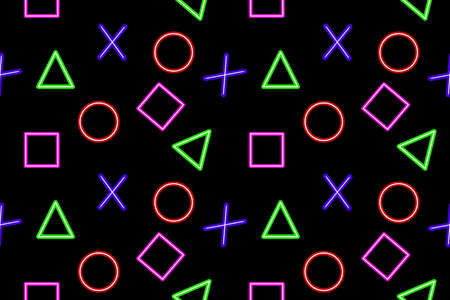multicolored geometric shapes on black backgroundのイラスト素材