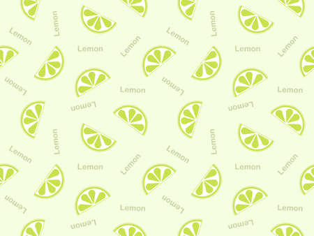 Seamless background pattern with half lemon on green background.