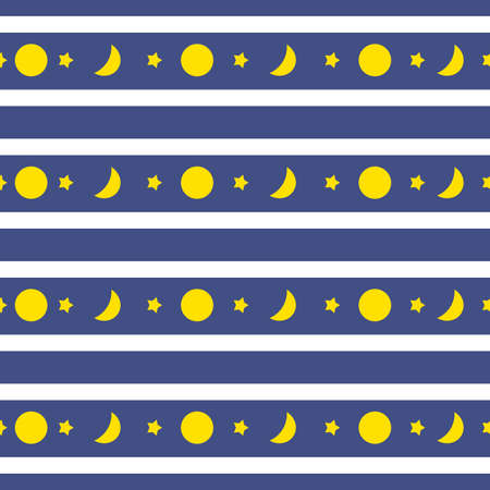 Star and moon pattern fabric pattern, bedding set patternのイラスト素材