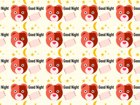 brown bear cartoon character pattern on yellow backgroundのイラスト素材