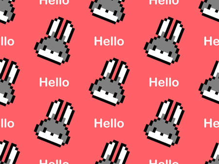 rabbit cartoon character seamless pattern on red backgroundのイラスト素材