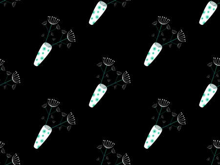 flower seamless pattern on black backgroundのイラスト素材