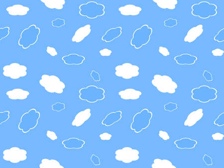cloud cartoon character seamless pattern on blue backgroundのイラスト素材