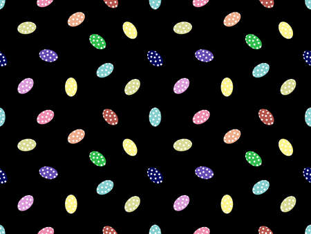 Easter eggs cartoon character seamless pattern on black background.Easter day