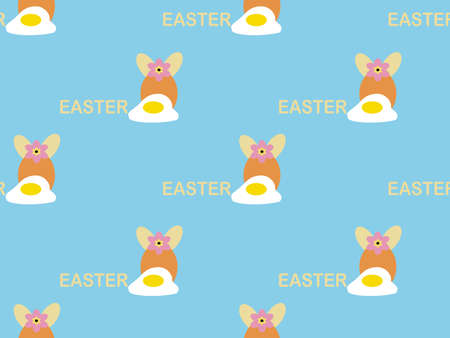 Easter eggs cartoon character seamless pattern on blue background.Easter dayのイラスト素材