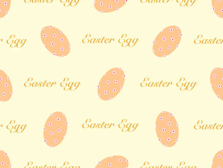 Easter eggs cartoon character seamless pattern on yellow background.Easter day