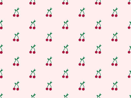 Cherry cartoon character seamless pattern on pink background.