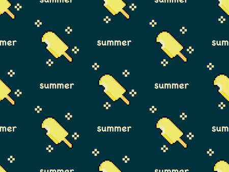 Ice cream cartoon character seamless pattern on blue background.