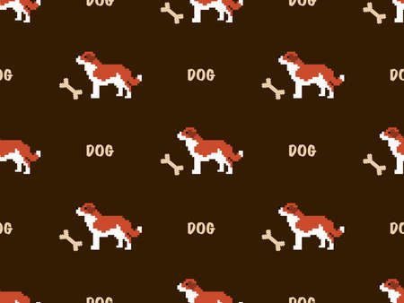 Dog cartoon character seamless pattern on orange background.のイラスト素材