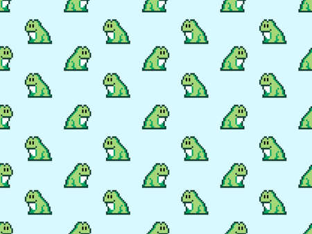 Frog cartoon character seamless pattern on blue background.のイラスト素材