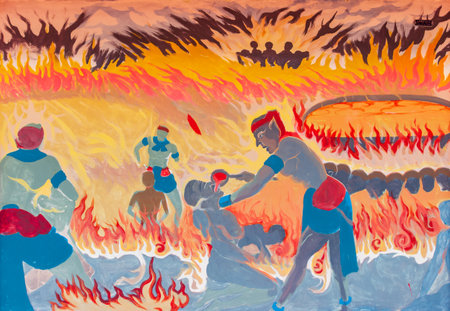 Hell painting according to Buddhist beliefs,Life after death,Taking sins after deathのeditorial素材