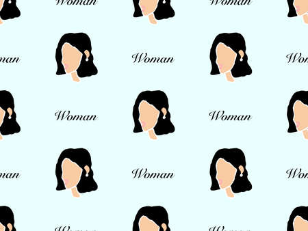 Women cartoon character seamless pattern on blue backgroundのイラスト素材